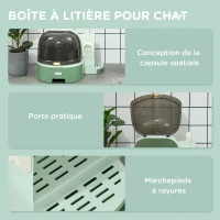 PawHut Maison de toilette, bac à litière fermé pour chat Compartiment Inférieur Amovible pour un Nettoyage Facile Pelle inclus(m-7)