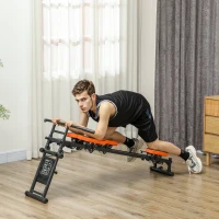 SPORTNOW Flat or Incline Home Gym Equipment, Reformer Pilates Machine, Abs Machine, Power, with Adjustable Push Up Bar(m-2)
