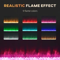 HOMCOM 102cm/40" Electric Fireplace, 2000W Recessed and Wall Mounted Electric Fire with Remote Control, 9 Flame Colour and Crystal, Black(m-4)
