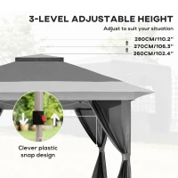 Outsunny 3.6 x 3.6m Pop-Up Gazebo, with Accessories - Grey(m-5)