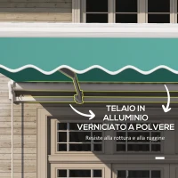 Outsunny Tenda da Sole per Esterno Avvolgibile a Manovella in Metallo e Alluminio, 4x2.5m, Verde Scuro(m-6)