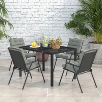 Outsunny Four-Seater Steel Garden Table, with Wired Top - Grey(m-10)