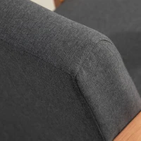 HOMCOM Butaca de Salón Tapizado en Lino con Reposabrazos y Marco de Madera para Sala de Estar Gris Oscuro y Natural(m-8)