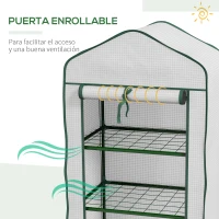 Outsunny Invernadero de Jardín con 3 Estantes 1 Puerta con Cremallera para Cultivo de Plantas 59x39x127 cm Blanco(m-6)