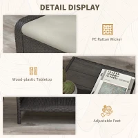 Outsunny 5-Piece Rattan Patio Reclining Chair Set with Footstools, Coffee Table, Cushions, for Outdoor Garden, Brown(m-7)