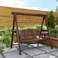 Outsunny Three-Seater Wooden Swing Bench(m-2)