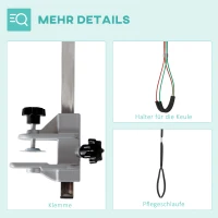 PawHut Haustier Fellpflege Arm, höhenverstellbar, 36  x 8 x 74 cm, Silber(m-7)