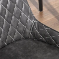 HOMCOM Retro Dining Chair Set of 4, PU Leather Upholstered Side Chairs for Kitchen Living Room with Metal Legs, Grey(m-7)