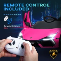 AIYAPLAY Lamborghini Revuelto Licensed 12V Ride on Car w/ Butterfly Doors, Transport Wheels, Suspension, Remote Control, Pink(m-8)