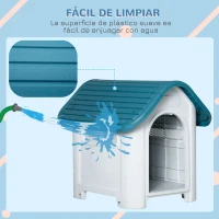 PawHut Caseta para Perros Mini para Uso Interior y Exterior con respiraderos Estilo Cabaña Resistente 59x75x66 cm Azul y Gris(m-4)