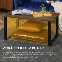 HOMCOM Couchtisch im Industriedesign, Beistelltisch, Stahl + MDF,  Braun + Schwarz(m-5)