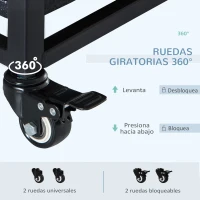 PawHut Jaula de Metal para Perros 109x76x87 cm Perrera Metálico con Ruedas y Frenos Bandeja Extraíble y Puerta con Pestillo para Golden Retriver Labrador Negro(m-4)