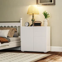 HOMCOM Aufbewahrungsschrank mit 2 Schubladen, 2 Türen, mit Kippschutz, für Wohnzimmer, Schlafzimmer, 79 x 36 x 74 cm, Weiß(m-9)