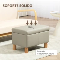 HOMCOM Baúl de Almacenaje para Dormitorio 33L Tapizado en PU Banco de Almacenaje con Patas de Madera 60x38x40 cm Gris Claro(m-7)