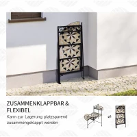 Outsunny Blumenständer 4-Stufe-Blumentreppe faltbar dekorative für Innen und Außen Garten Balkon Metall Keramikfliesen Schwarz+Beige 64 x 64 x 72 cm(m-5)