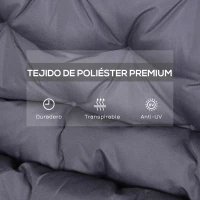Outsunny Cojín para Banco de Jardín o para Balancín de Jardín 132x110x10 cm de 2 Plazas con 6 Cordones de Fijación Gris Oscuro(m-4)