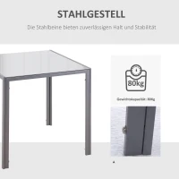 HOMCOM Esstisch Küchentisch Glastisch Quadratischer Tisch, Glasplatte, kompaktes Design, Grau(m-6)