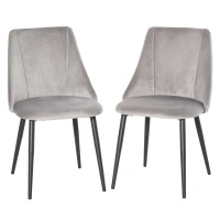 HOMCOM Lot de 2 chaises de salle à manger avec dossier assise rembourrée en velours pieds en métal gris(m-1)