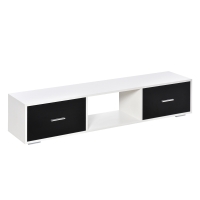 HOMCOM Mueble de TV para Televisores de hasta 60" Mesa para TV de Salón Estilo Moderno con 2 Cajones y Compartimento Abierto 140x30x32 cm Blanco y Negro