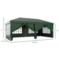 Outsunny 3 x 6m Pop-Up Gazebo, with Curtain Walls and Windows - Dark Green(m-3)