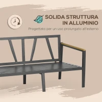Outsunny Salotto da Esterni da 4 Pezzi con Divanetto, 2 Poltrone e Tavolino in Alluminio, Grigio Chiaro(m-6)