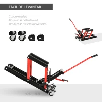 DURHAND Gato Hidráulico de Motocicletas Soporte 680 kg Elevador ATV para Garaje Pista Altura Ajustable 24-36 cm con Plataforma Almohadilla Antideslizante de Alta Resistencia 110x36x67 cm Negro y Rojo(m-4)
