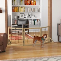 PawHut Valla para Mascotas Plegable de 3 Paneles con Plegado Bidireccional y Patas de Apoyo Triangulares 210x44x70 cm Natural(m-8)