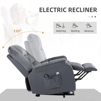 HOMCOM Leathaire Eight Massage Point Armchair, with Heat and Reclining Back - Grey(m-5)