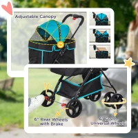 PawHut Dog Pram Dog Stroller Pet Pushchair Foldable with Brake, Cupholder, Safety Leash, for Miniature Dogs(m-6)