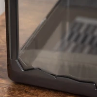 PawHut Terrario para Reptiles Caja de Alimentación de Insectos de Acrílico con Comedero Termómetro 2 Portalámparas E27 e Interruptor para Lagarto Camaleón 60x40x40,5 cm Negro(m-9)