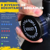 HOMCOM Vélo elliptique vertical vélo d'appartement 2 en 1 écran LCD multifonction hauteur & résistance réglable acier noir(m-6)