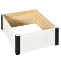 Outsunny Hochbeet, verstärkte Kanten, wetterbeständig, 91,5 cm x 91,5 cm x 41 cm Schwarz + Weiß(m-10)