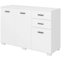HOMCOM Sideboard, Modern Storage Cabinet with 2 Drawers, 3 Doors and Adjustable Shelves, Kitchen Cabinet for Living Room, Dining Room, White(m-11)