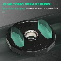 SPORTNOW Conjunto de 2 Discos de Pesas de 5 kg con Orificio de 5 cm para Entrenamiento de Fuerza  Ø24x3,5 cm Negro(m-4)