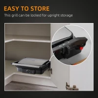 HOMCOM Health Grill & Panini Press, 4 Slice Toastie Machine, 2000W Electric Non-stick Grill with 180° Flat Open, Drip Tray and Adjustable Temperature, Sandwich Toaster Maker(m-8)