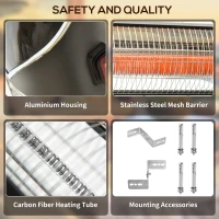 Outsunny 2000W Electric Infrared Patio Heater Wall Mounted Carbon Fibre Heater with Remote Control, 4 Heat Settings, 24-Hour Timer for Indoor Outdoor, Black(m-4)