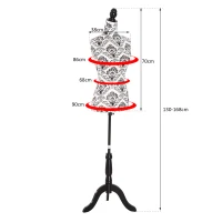 HOMCOM Busto de Señora Maniquí Femenino de Costura para Modistas Exhibición Altura Ajustable a 130-168cm(m-3)
