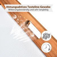 Outsunny Sonnenliege Relaxliege Gartenliege Gartenmöbel verstellbar Akazienholz Textil Natur+Weiß 198 x 60 x 55-88 cm(m-5)