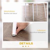 HOMCOM 3-teilige Essgruppe Esstisch mit 2 Stühlen Esszimmergruppe mit Metallgestell Sitzgruppe für Esszimmer, Küche Nautr+Weiß(m-6)