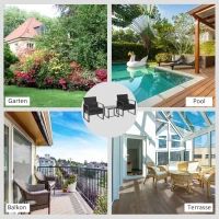 Outsunny Polyrattan Gartenset für 2 Personen Balkonmöbel Set mit Kissen Schwarz(m-6)