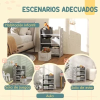 AIYAPLAY Estantería Infantil para Niños de +3 Años Estantería para Juguetes con 6 Cajas de Tela no Tejida 43x30x60 cm Gris(m-6)
