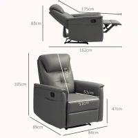 HOMCOM Recliner Armchair with Thick Padded Spring Cushion, Microfibre Manual Reclining Chair with Adjustable Leg Rest, Side Pockets for Living Room, Bedroom, Light Grey(m-3)