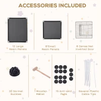 PawHut DIY Pet Playpen with Door Bottom 28 Panels Small Animal Cage for Guinea Pigs, Rabbit, Chinchillas, Grey(m-7)