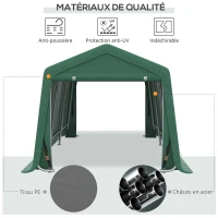 Outsunny Tente garage carport acier galvanisé robuste PE haute densité 180 g/m² imperméable Anti-UV 6 x 3 m vert(m-4)