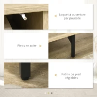 HOMCOM Meuble TV jusqu'à 65 pouces 2 niches 2 passe-câbles et 1 placard 2 portes piètement acier 150 x 40 x 56 cm jaune noir(m-7)