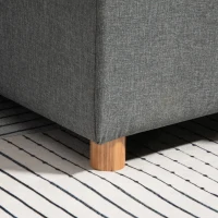HOMCOM Canapé d'angle convertible canapé lit canapé 3 places modulable avec méridienne réversible, coffre de rangement intégré et 3 coussins de dossier, tissu aspect lin, gris(m-8)