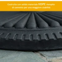 Outsunny Base per Ombrellone Rotonda in HDPE da 14kg per Pali da Ф35-38-48mm, Ø49x32A cm, Nero(m-5)