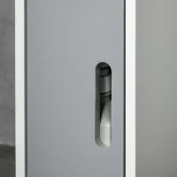 kleankin Columna Baño con 3 Puertas y 3 Estantes Mueble Auxiliar Alto de Estilo Moderno 15x17x120cm Blanco y Gris(m-9)
