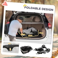 PawHut 3 in 1 One-Click Foldable Pet Stroller, Detachable Dog Cat Travel Pushchair, Car Seat w/ EVA Wheels, Basket, Adjustable Canopy, Safety Leash, Cushion, for Small Pets - Grey(m-6)