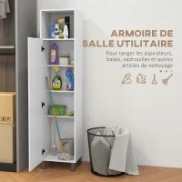 HOMCOM Bibliothèque armoire rangement niche supérieure placard 3 étagères intérieures pour salon bureau 40 x 35 x 177 cm blanc(m-5)